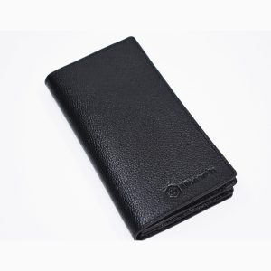 100% leather Long Wallet - Black